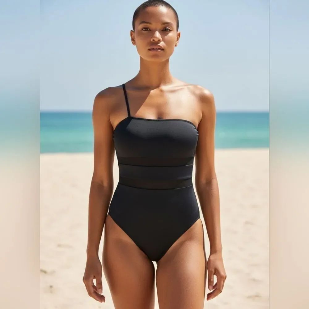 TiniBikini Elegant Black One-Shoulder Swimsuit